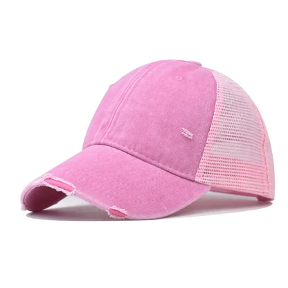 Vintage Washed Mesh Baseball Cap – Unisex UV Protection Hat