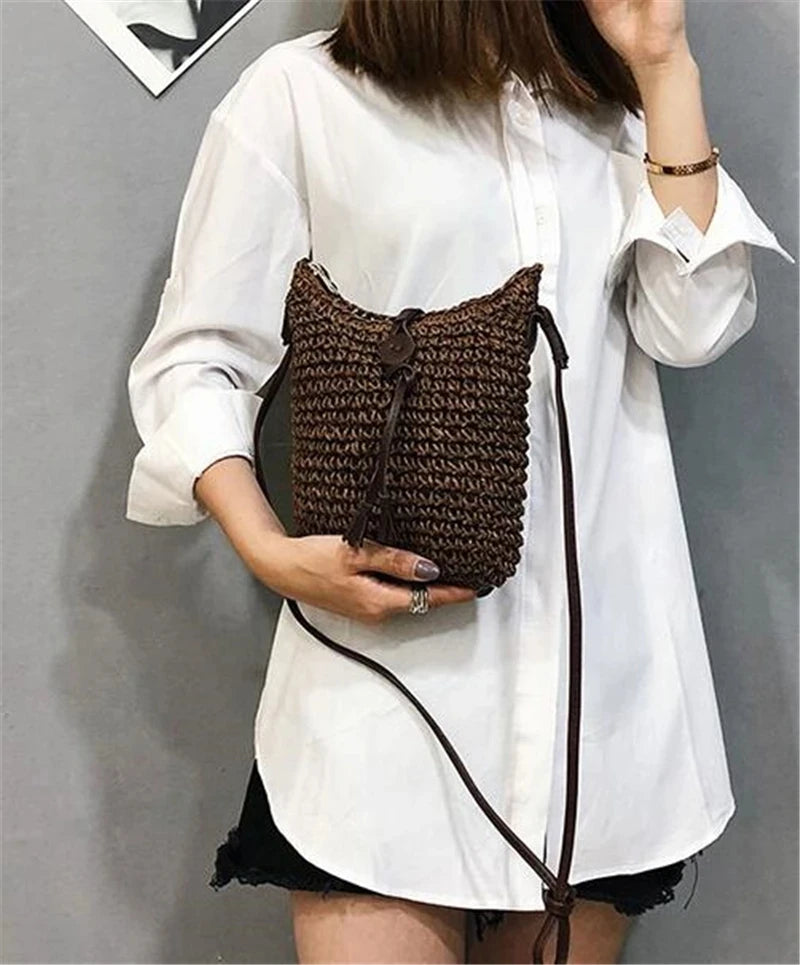 Woven Straw Shoulder Bag – Bohemian Beach Crossbody