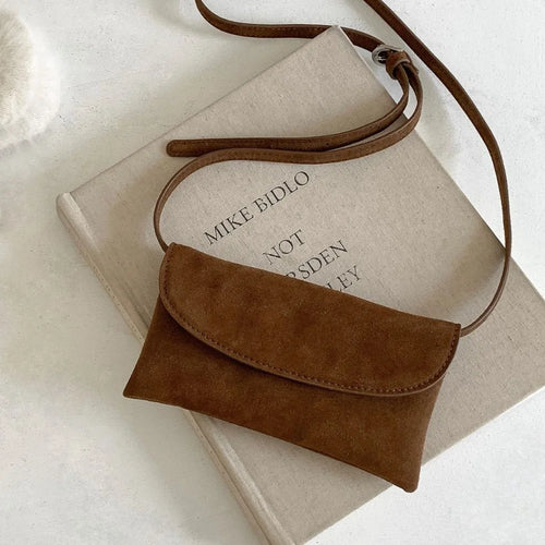 Suede Crossbody Phone Bag for Women – Lightweight Mini Shoulder Bag with Key Holder
