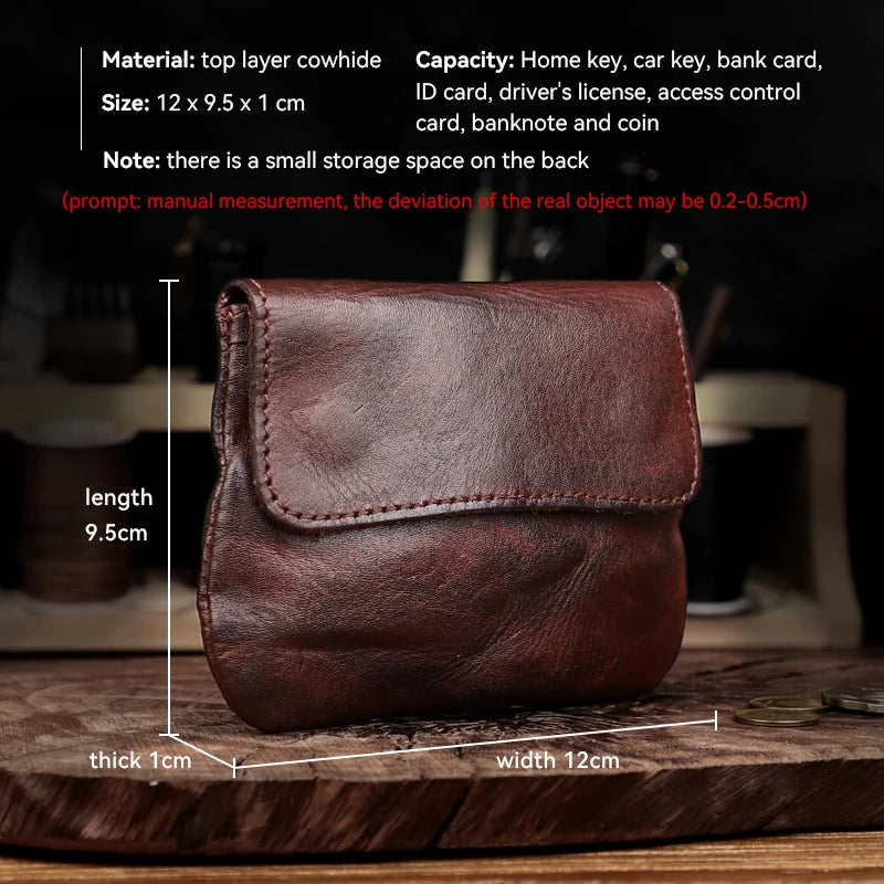 Genuine Leather Card Wallet for Men – Vintage Coin Purse Pouch