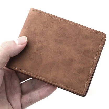Men's Slim PU Leather Wallet – Bifold with Zipper & Card Slots