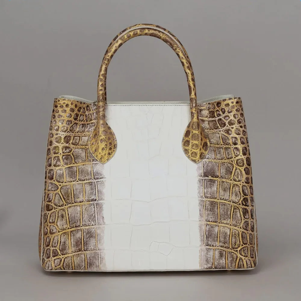 Crocodile Belly Leather Tote Bag – Large Capacity Women's Shoulder Handbag