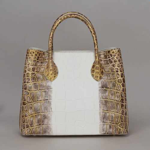 Crocodile Belly Leather Tote Bag – Large Capacity Women's Shoulder Handbag
