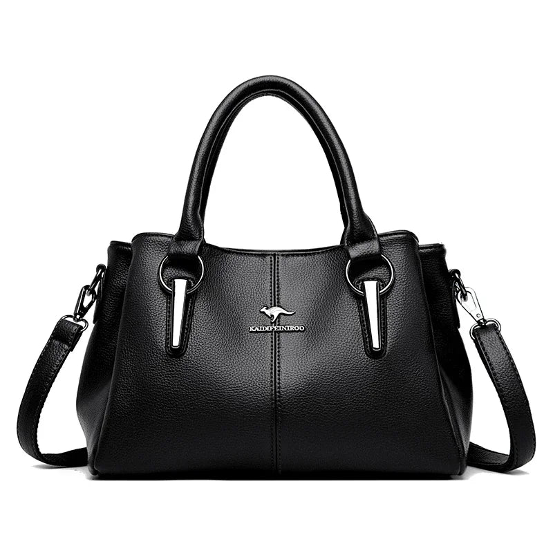 Luxury Leather Handbag for Women – 3-Layer Crossbody Tote