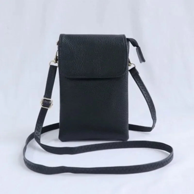 PU Leather Phone Crossbody Bag – Small Flap Messenger Purse for Women