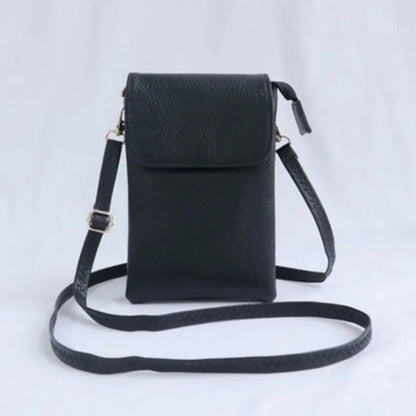 PU Leather Phone Crossbody Bag – Small Flap Messenger Purse for Women