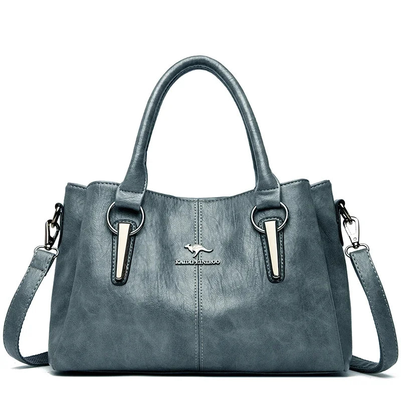 Luxury Soft Leather Handbag for Women – 3-Layer Shoulder Bag