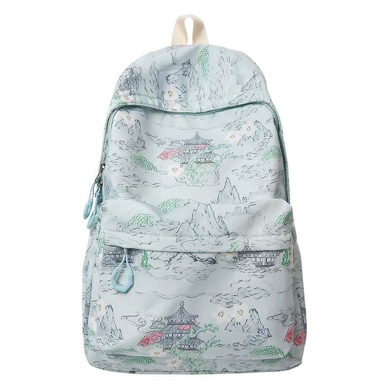Chinese Ink Painting Backpack – Large Capacity Retro Student Bag