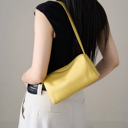 Genuine Leather Mini Cylinder Crossbody Bag for Women – Soft Pebbled Shoulder Bag