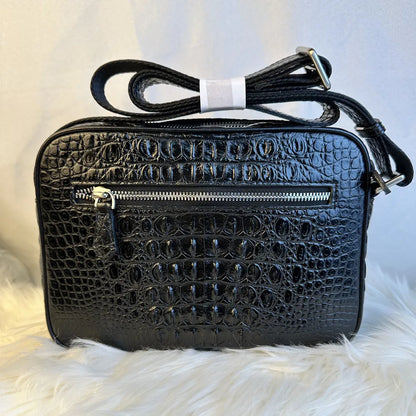 Crocodile Leather Cross-Body Bag for Men – Zipper Shoulder Wallet