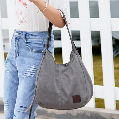 Canvas Hobo Shoulder Bag for Women – Large Capacity Tote