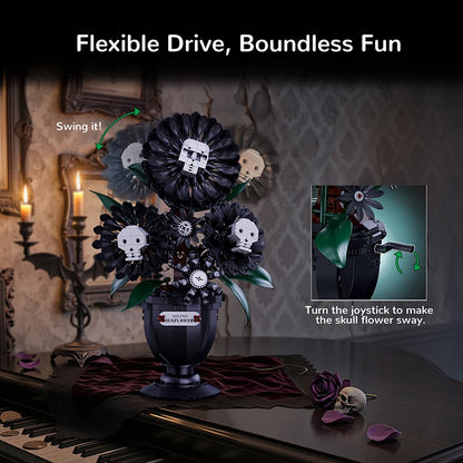 Skull Flower MOC Building Blocks Set – Gothic Skeleton Potted Plant