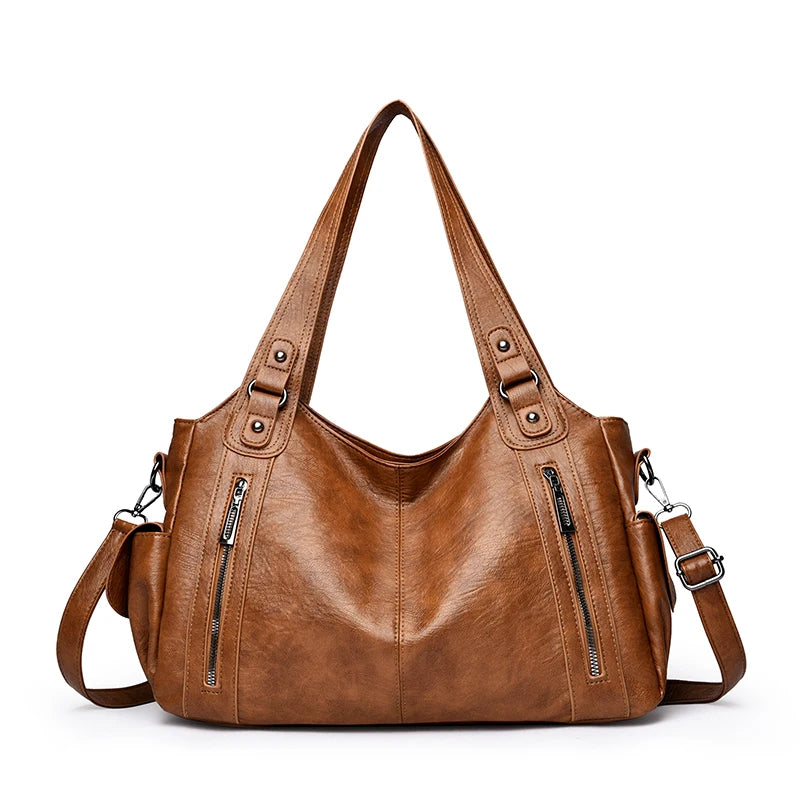 Large Capacity Leather Tote Crossbody Bag for Women