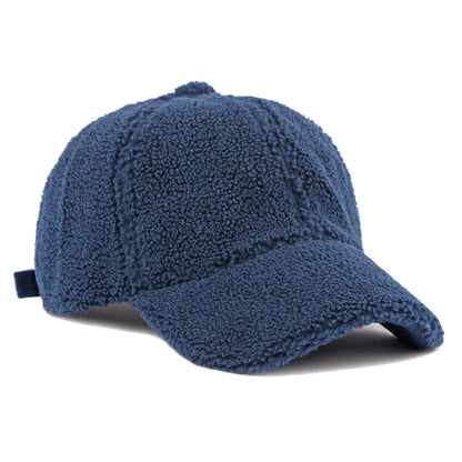 Fluffy Lamb Wool Baseball Cap – Warm Winter Hat