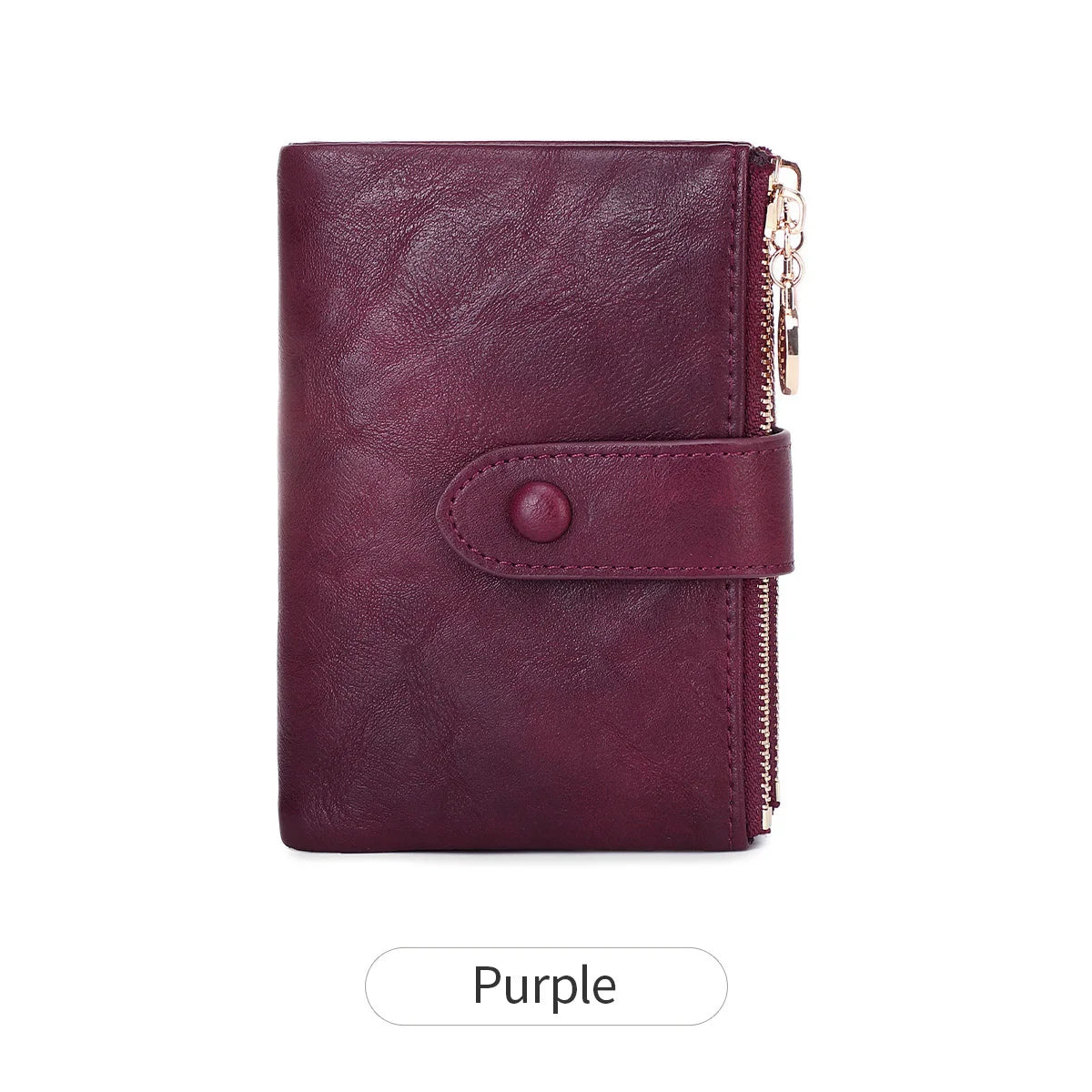 Women's Retro Trifold Wallet – Large Capacity Double Zipper Card Holder