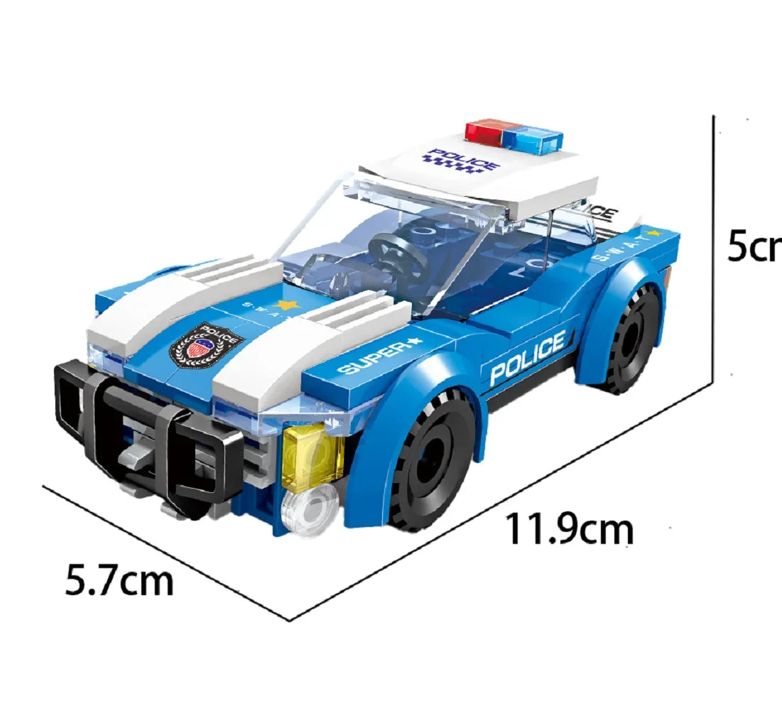 Police Car & Fire Truck Building Block Toy Set – DIY Emergency Vehicles