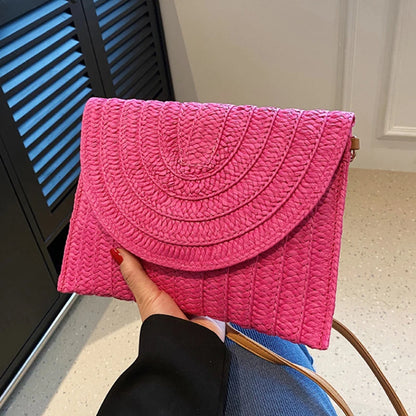 Straw Crossbody Bag for Women – Handwoven Envelope Purse