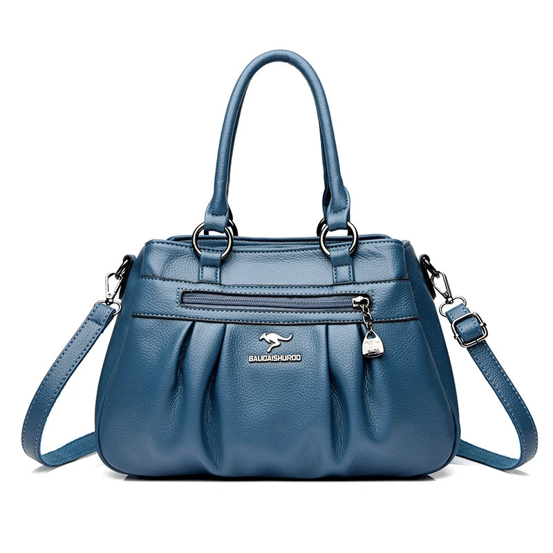 3-Layer Leather Tote Bag for Women – Large Shoulder & Crossbody Handbag