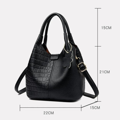 Crocodile-Embossed PU Leather Bucket Bag – Women's Hobo Tote & Crossbody