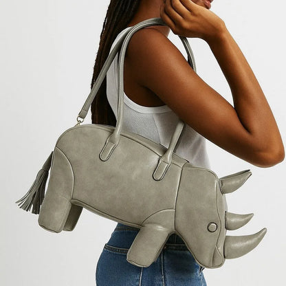 Creative Rhinoceros Design Women Shoulder Bags Cute Novelty Bag Luxury Pu Leather Crossbody Funny