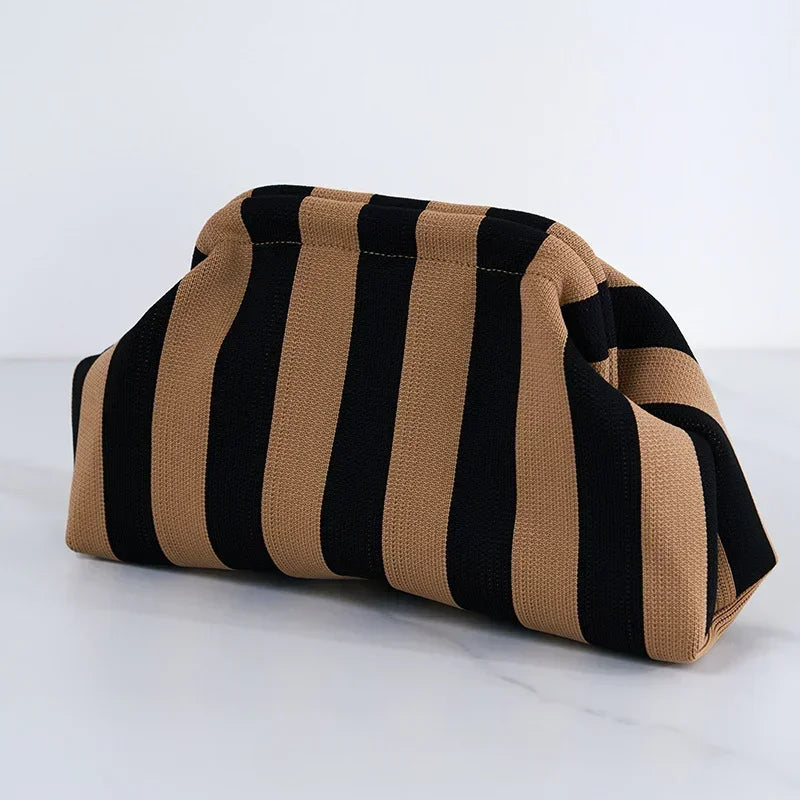 Woven Crochet Clutch Bag for Women – Colorblock Dumpling Hobo Purse