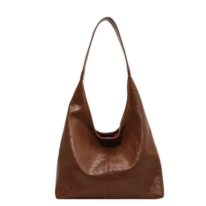 Large PU Leather Shoulder Bag – Soft Hobo Tote for Women