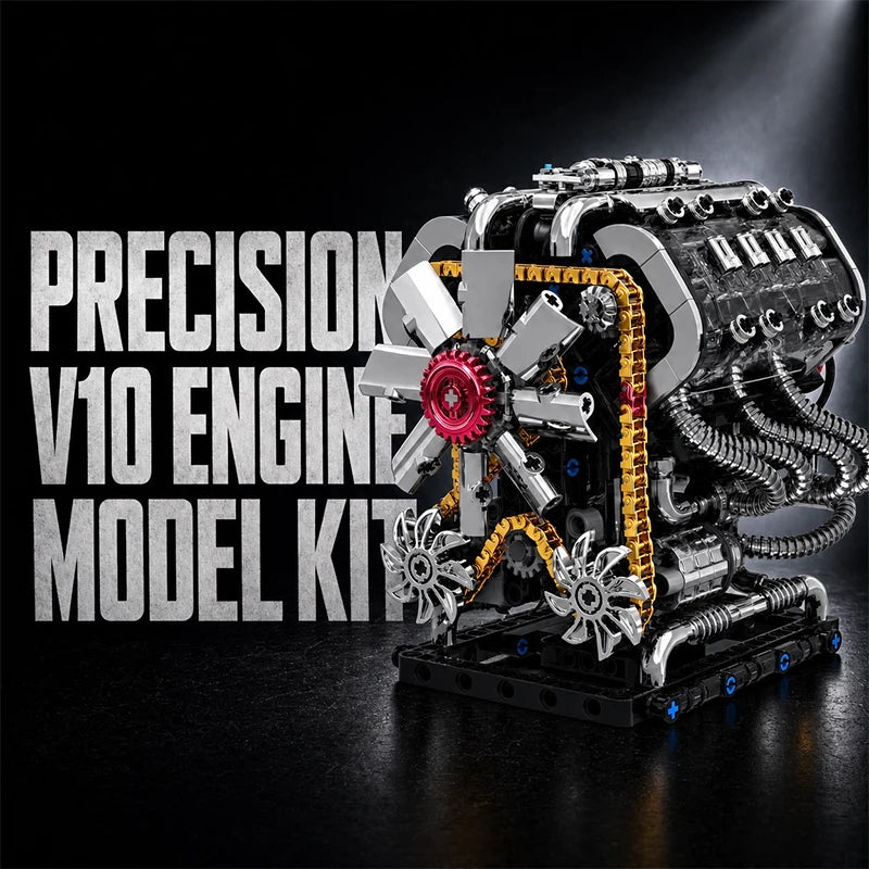 V10 Engine Building Blocks Set – 808 Pcs Motorized MOC Model