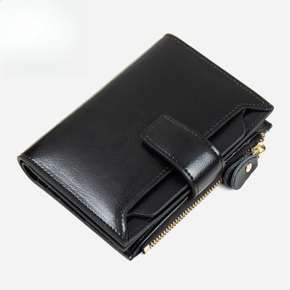 RFID Blocking Genuine Leather Women's Wallet – Zip Coin & Multi-Card Organizer