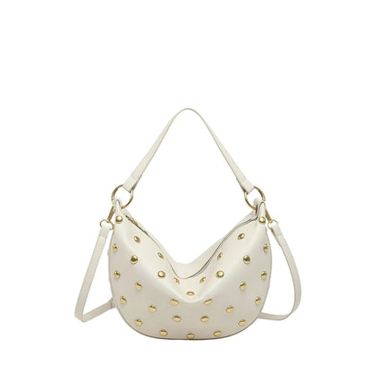 Gold Studded Hobo Bag Women – Punk PU Leather Shoulder Bag