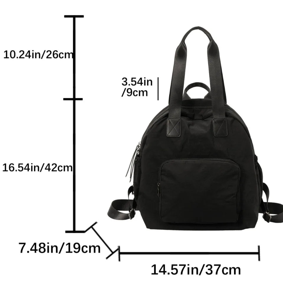 Women's Lightweight Nylon Backpack – Large Capacity Multi-Pocket Daypack