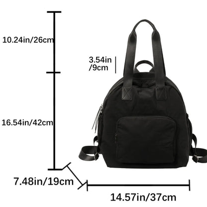 Women's Lightweight Nylon Backpack – Large Capacity Multi-Pocket Daypack