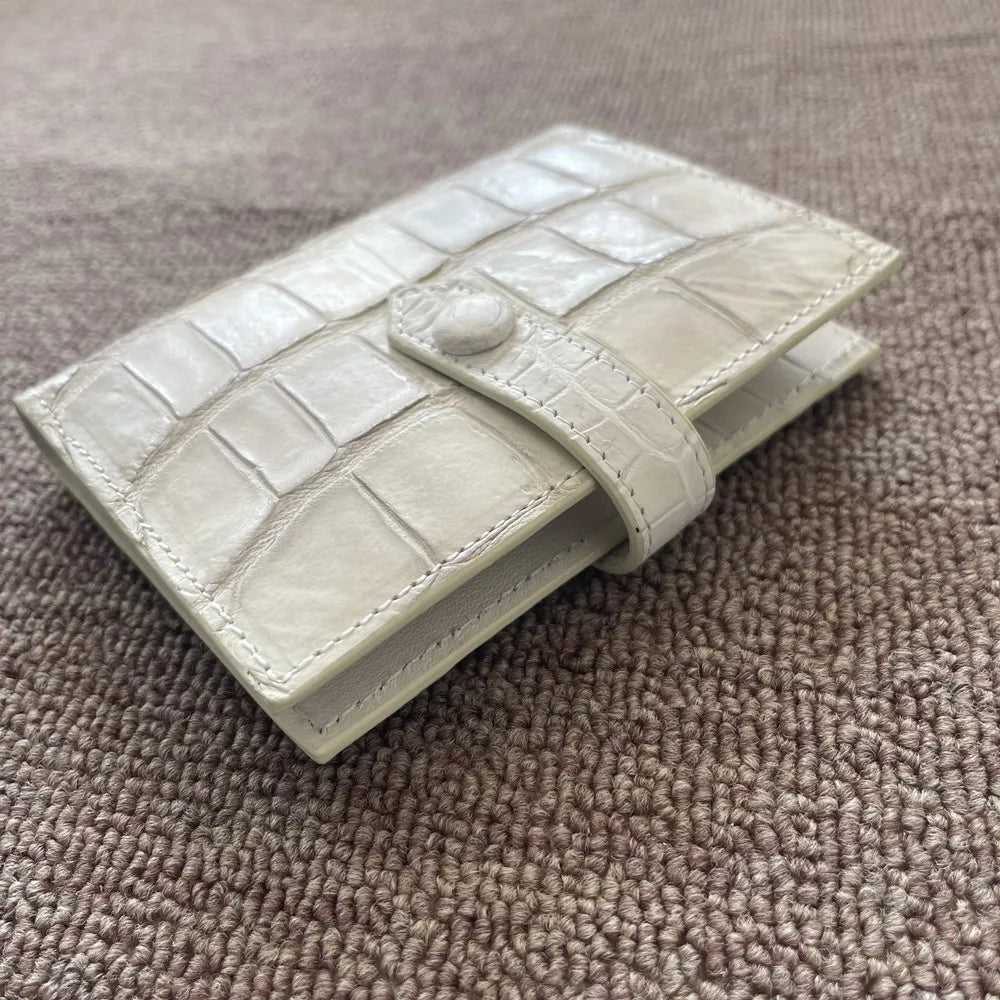 Himalayan White Crocodile Leather Women's Short Wallet