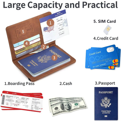 RFID Passport Holder – Travel Wallet with Card Slots & Magnetic Snap