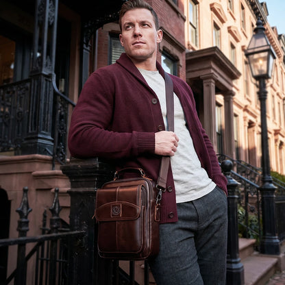 Men's Leather Business Crossbody Bag – Large Capacity Shoulder Bag