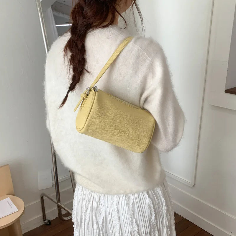 Cylindrical Shoulder Bag – Minimalist Leather Handbag for Women
