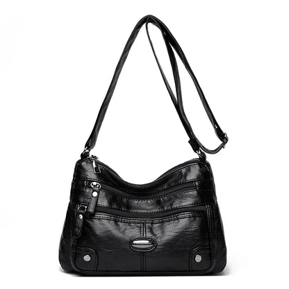 Women's Leather Shoulder Bag – Large Capacity Multi-Pocket Crossbody