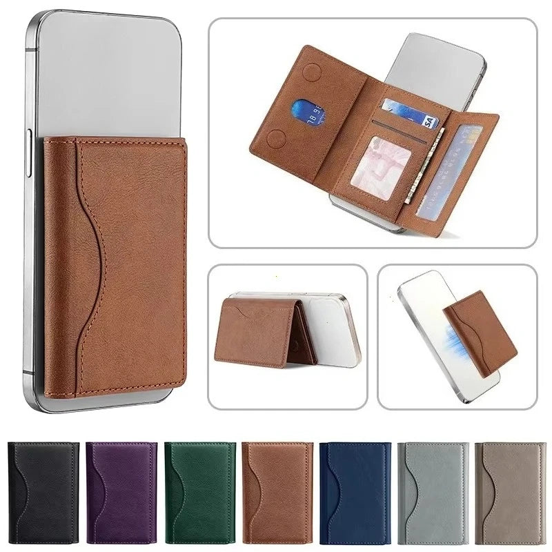 Magnetic Phone Wallet – PU Leather Trifold Card Holder for iPhone