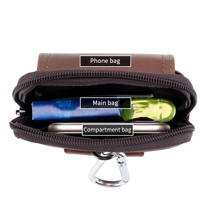 Genuine Leather Men's Belt Waist Bag with Phone Holder