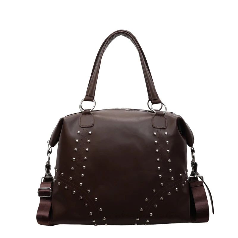 Rivet PU Leather Women's Shoulder Bag – Large Moto Tote
