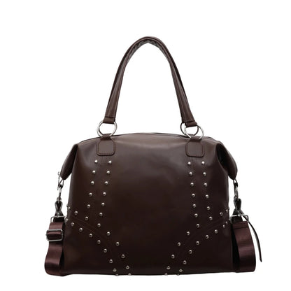 Rivet PU Leather Women's Shoulder Bag – Large Moto Tote