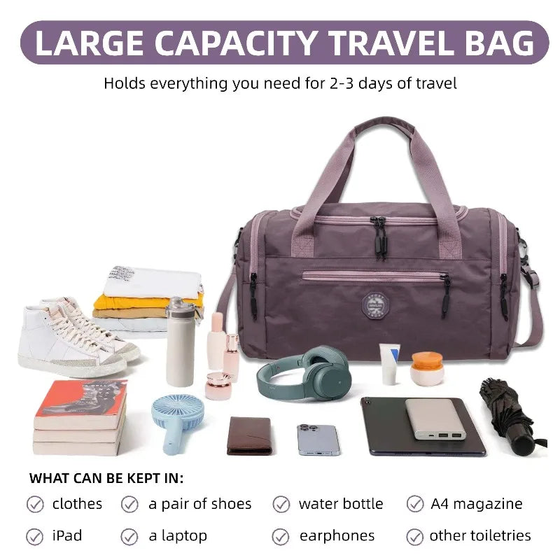 Large Capacity Gym Duffel Bag with Multiple Compartments & Adjustable Strap