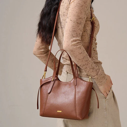 Genuine Cowhide Leather Tote Bag for Women – Pebbled Multi-Color