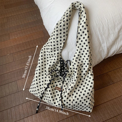 Polka Dot Shoulder Bag – Korean Double-Sided Large Tote
