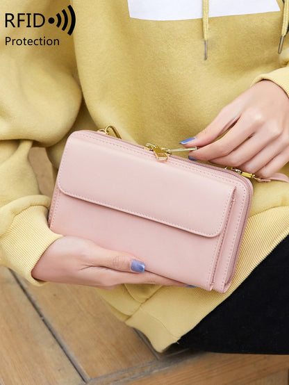 Touchscreen Crossbody Phone Wallet for Women – Zipper Purse with Clear Window