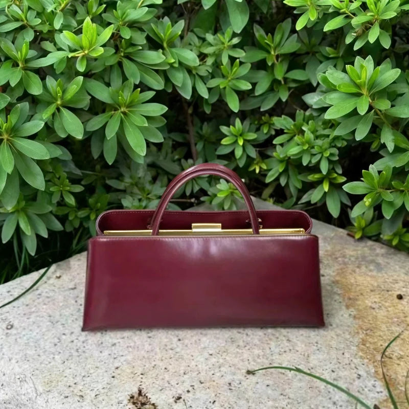 Luxury Long Clutch Handbag – Gold Clip Top Handle Purse