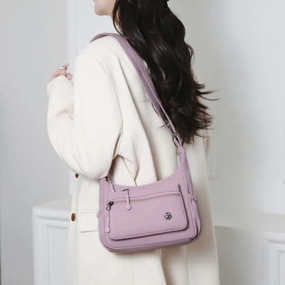 Women's Lightweight Waterproof Nylon Crossbody Bag – Multi-Pocket Shoulder Handbag