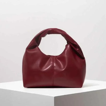 Ruched PU Leather Shoulder Bag – Women's Small Crossbody Clutch