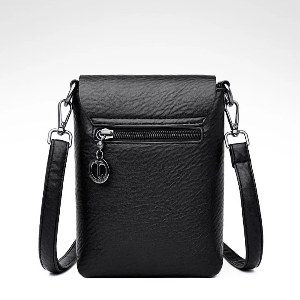 Women's Small Crossbody Phone Bag – Soft Leather Flap Purse