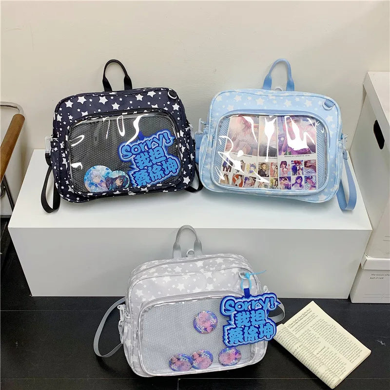 Star Print Ita Crossbody Bag Transparent Window Shoulder Bag