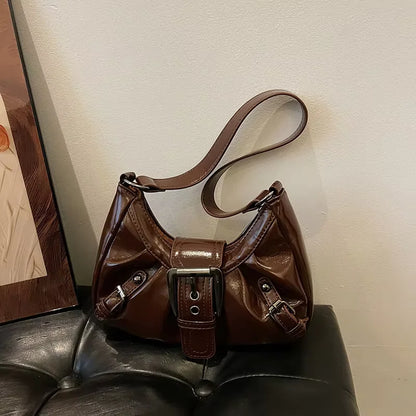Y2K Pleated Hobo Shoulder Bag – Retro Maillard Style Clutch Handbag